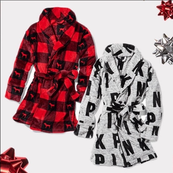 PINK Buffalo Plaid dog print robe 💖 - Picture 2 of 5